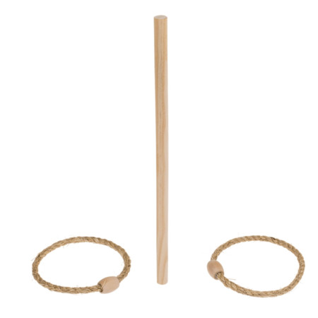 Jeu de Lancer et d'Adresse en Bois avec 1 Piquet et 4 Cordes en Jute