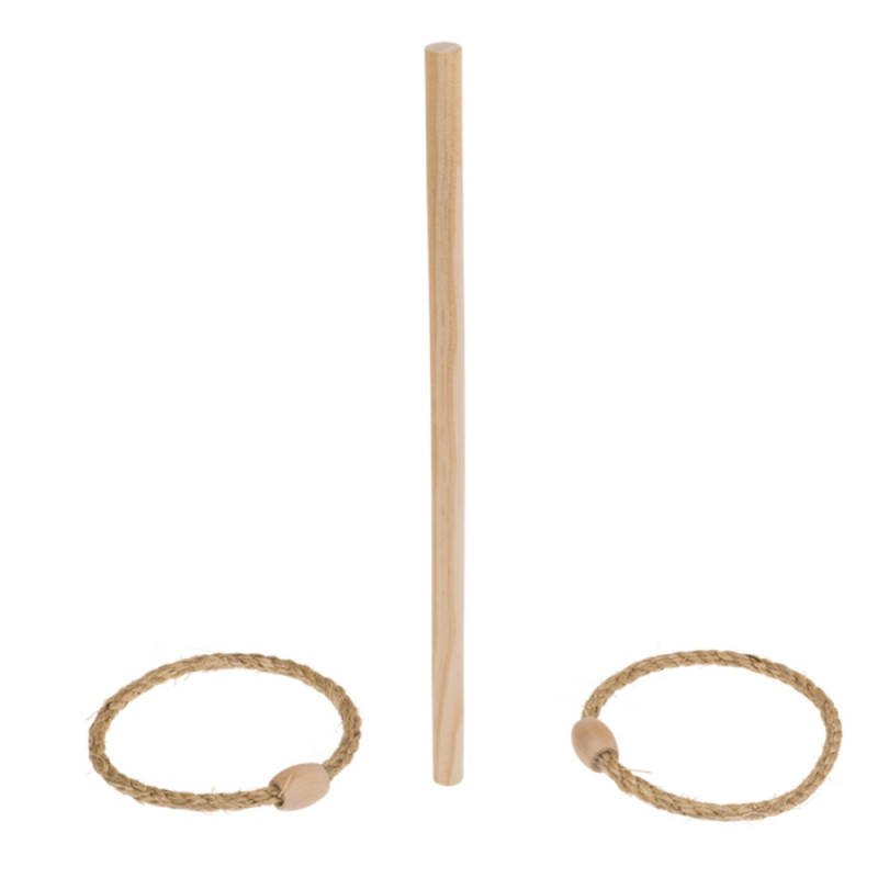 Jeu de Lancer et d'Adresse en Bois avec 1 Piquet et 4 Cordes en Jute