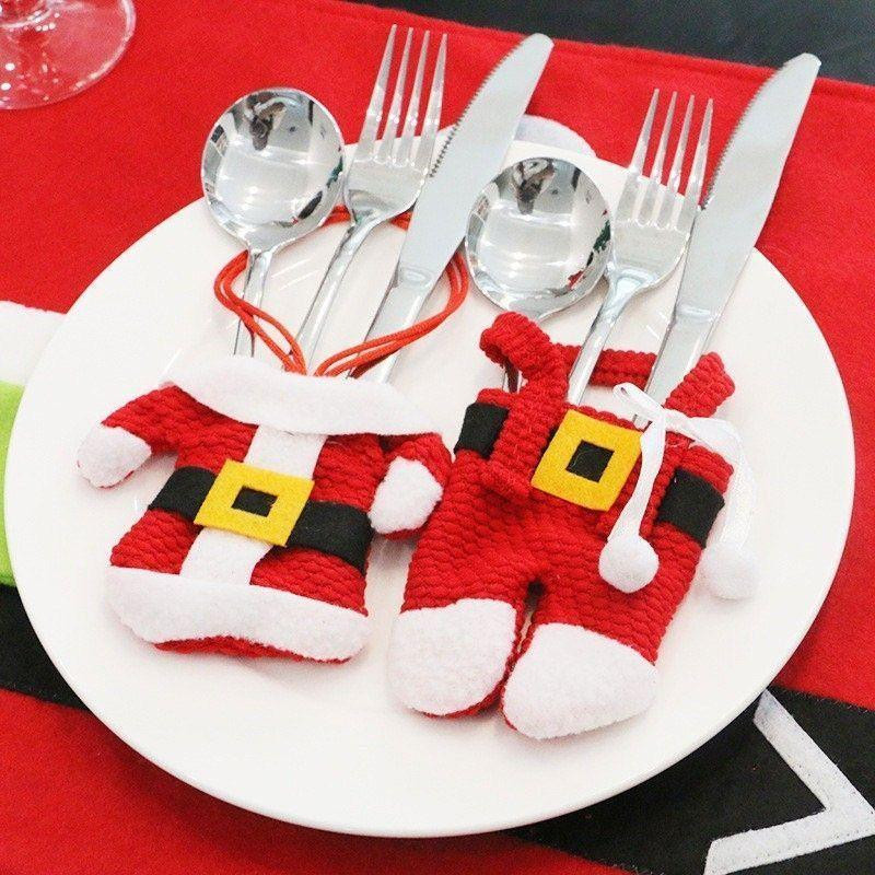 Lot de 3 Porte-Couverts Père Noël pour Décoration de Table