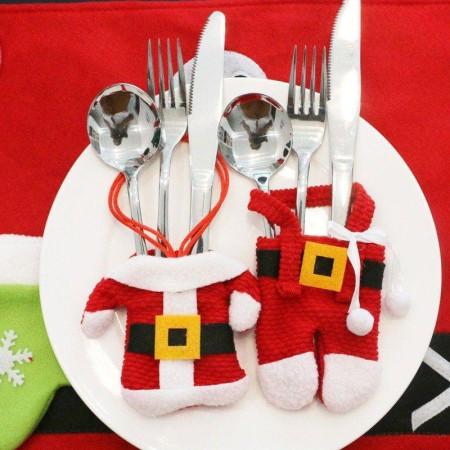 Lot de 3 Porte-Couverts Père Noël pour Décoration de Table