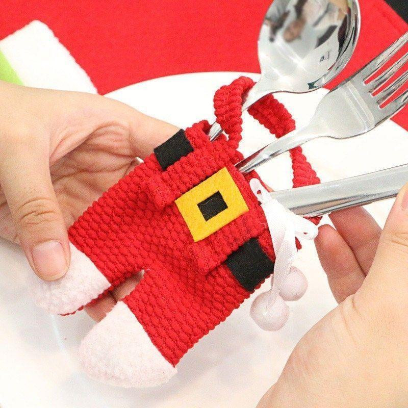 Lot de 3 Porte-Couverts Père Noël pour Décoration de Table