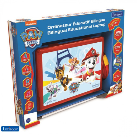 Ordinateur Éducatif Bilingue La Pat'Patrouille Lexibook pour Enfants avec 124 Activités pour Apprendre l'Anglais et le Français