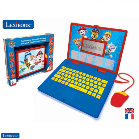 Ordinateur Éducatif Bilingue La Pat'Patrouille Lexibook pour Enfants avec 124 Activités pour Apprendre l'Anglais et le Français