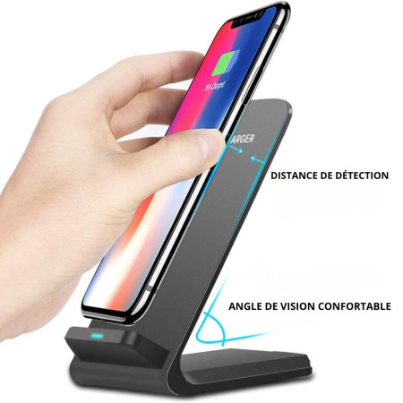 Chargeur Induction 15W Universel Rapide et Sans Fil à Double Bobine - Mode Portrait ou Paysage