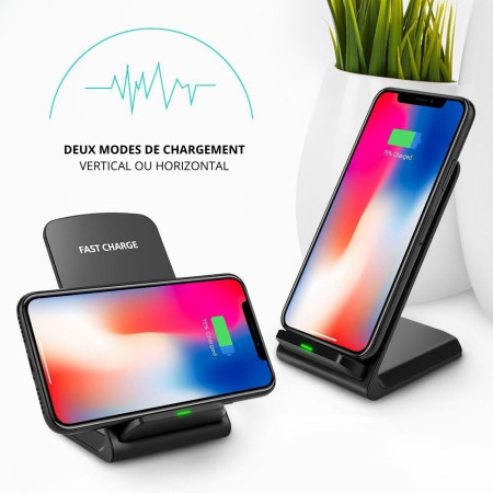Chargeur Induction 15W Universel Rapide et Sans Fil à Double Bobine - Mode Portrait ou Paysage