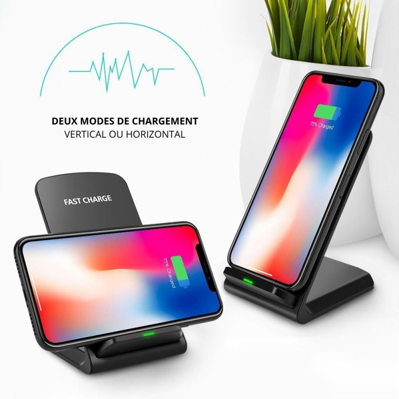 Chargeur Induction 15W Universel Rapide et Sans Fil à Double Bobine - Mode Portrait ou Paysage