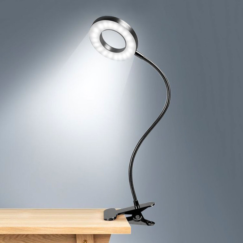 Lampe de Bureau LED Flexible avec Pince, 3 Modes d'Éclairage et 10 Niveaux d'Intensité