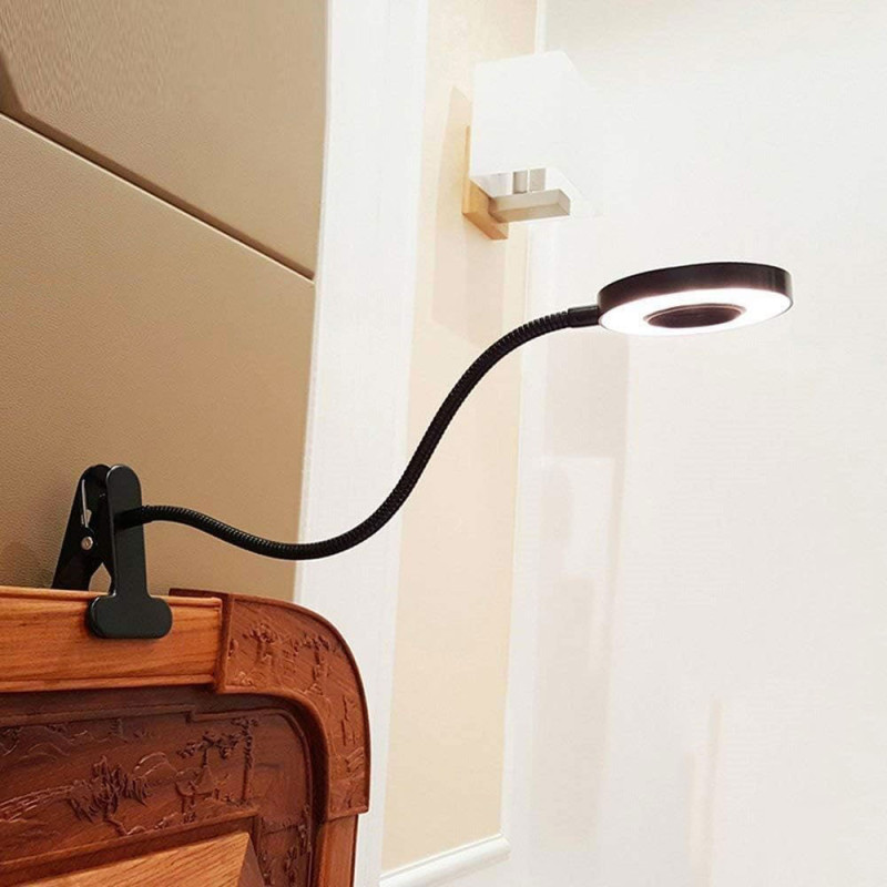 Lampe de Bureau LED Flexible avec Pince, 3 Modes d'Éclairage et 10 Niveaux d'Intensité