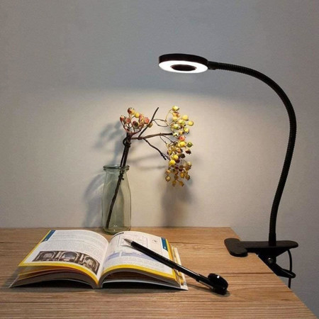 Lampe de Bureau LED Flexible avec Pince, 3 Modes d'Éclairage et 10 Niveaux d'Intensité