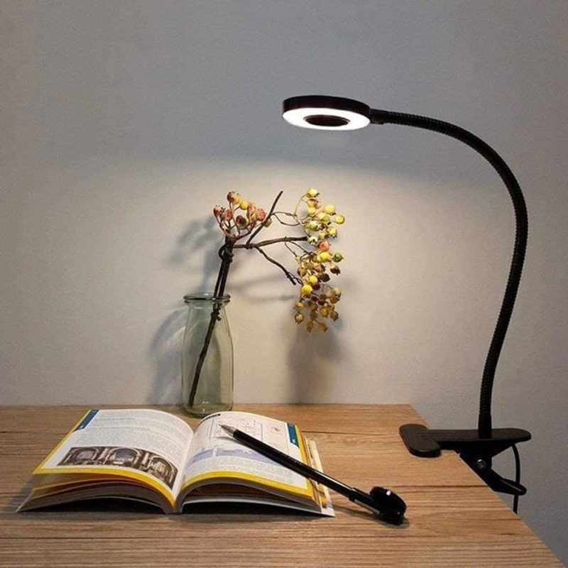 Lampe de Bureau LED Flexible avec Pince, 3 Modes d'Éclairage et 10 Niveaux d'Intensité