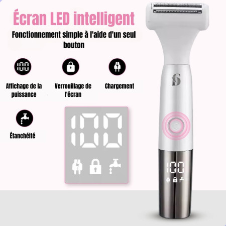 Tondeuse et Rasoir Électrique Sans Fil Mixte et Indolore - Rechargeable avec Écran LCD et Accessoires pour Tout le Corps