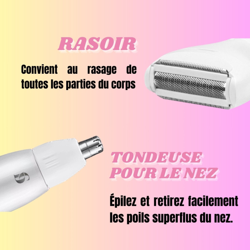 Tondeuse et Rasoir Électrique Sans Fil Mixte et Indolore - Rechargeable avec Écran LCD et Accessoires pour Tout le Corps