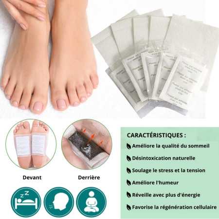 Pack de 10 Patchs Plantaires Détoxifiants et Vivifiants au Gingembre et Bambou