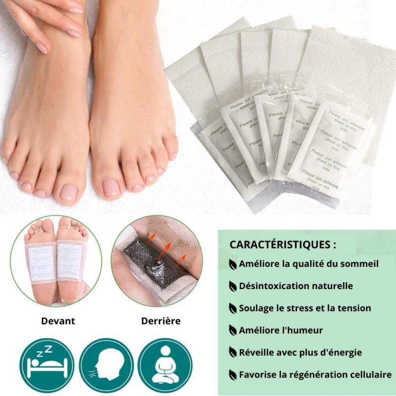 Pack de 10 Patchs Plantaires Détoxifiants et Vivifiants au Gingembre et Bambou