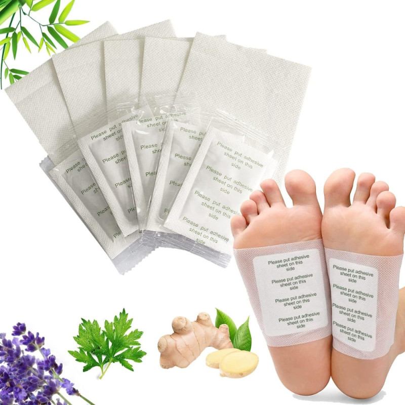 Pack de 10 Patchs Plantaires Détoxifiants et Vivifiants au Gingembre et Bambou