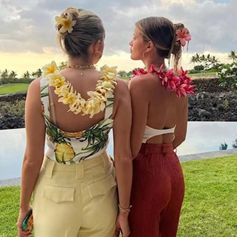 Lot de 4 Grandes Pinces à Cheveux Anti-Dérapantes Colorées en Forme de Fleurs Hawaïennes