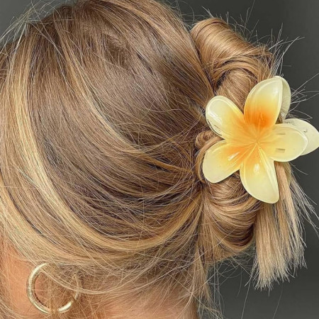 Lot de 4 Grandes Pinces à Cheveux Anti-Dérapantes Colorées en Forme de Fleurs Hawaïennes