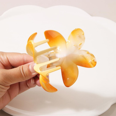 Lot de 4 Grandes Pinces à Cheveux Anti-Dérapantes Colorées en Forme de Fleurs Hawaïennes