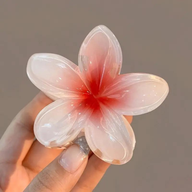 Lot de 4 Grandes Pinces à Cheveux Anti-Dérapantes Colorées en Forme de Fleurs Hawaïennes