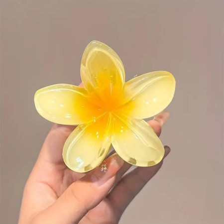 Lot de 4 Grandes Pinces à Cheveux Anti-Dérapantes Colorées en Forme de Fleurs Hawaïennes