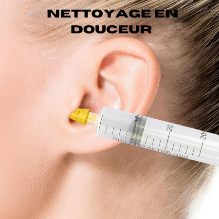Kit de Lavement pour Oreilles Anti-Cerumen Lavable avec Embouts Changeables pour Adultes et Enfants