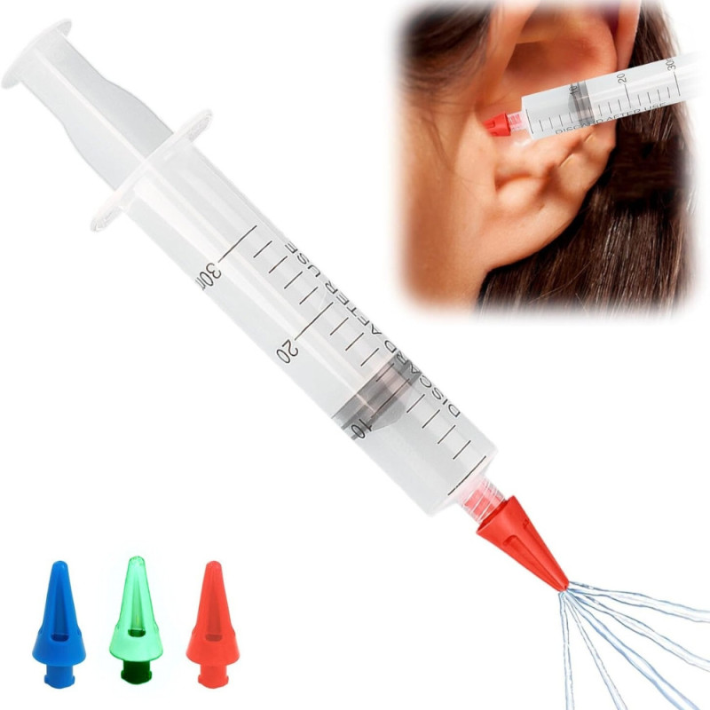 Kit de Lavement pour Oreilles Anti-Cerumen Lavable avec Embouts Changeables pour Adultes et Enfants