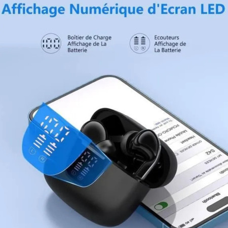 Écouteurs Sans Fil Bluetooth Tactile avec Étui de Chargement et Affichage Numérique Multifonctions