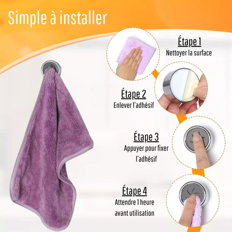 Pack de Porte-Torchons Adhésifs Ronds pour Cuisine, Salle de Bain et Maison