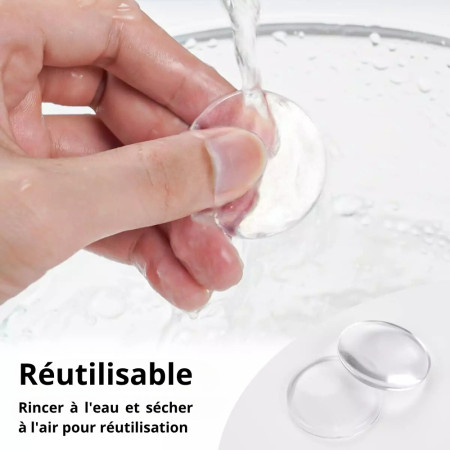 Pack de Butées de Porte Autocollantes Transparentes avec Amortisseur et Protection Ronde 40 mm