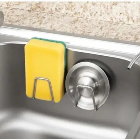Porte-Eponge Universels en Acier Autocollants pour Evier, Cuisine et Salle de Bain