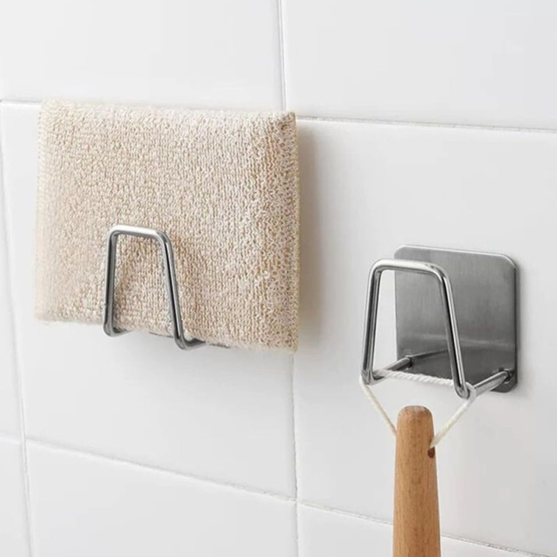 Porte-Eponge Universels en Acier Autocollants pour Evier, Cuisine et Salle de Bain