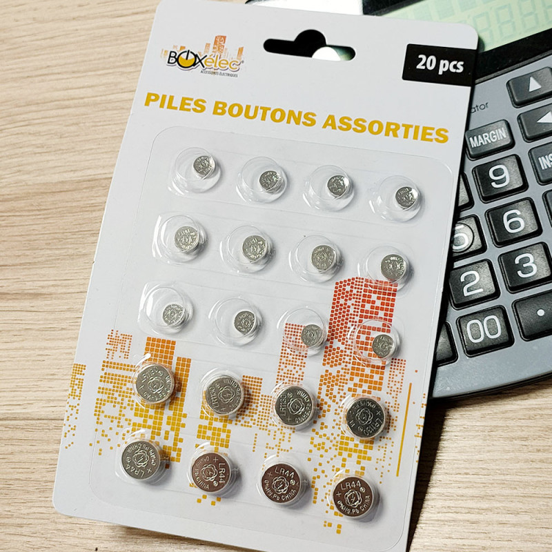 Pack de 20 Piles Boutons Assorties pour Appareils Multiples
