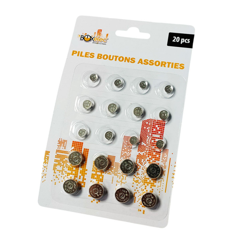 Pack de 20 Piles Boutons Assorties pour Appareils Multiples