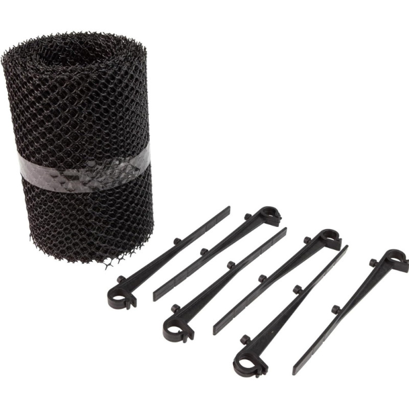 Grillage de Protection en Mailles Fines pour Gouttière avec Crochets de Montage - 15cm x 6M