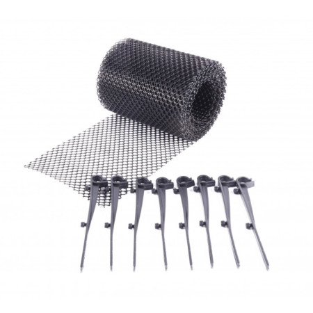 Grillage de Protection en Mailles Fines pour Gouttière avec Crochets de Montage - 15cm x 6M