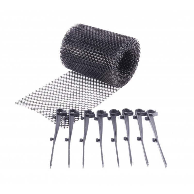 Grillage de Protection en Mailles Fines pour Gouttière avec Crochets de Montage - 15cm x 6M