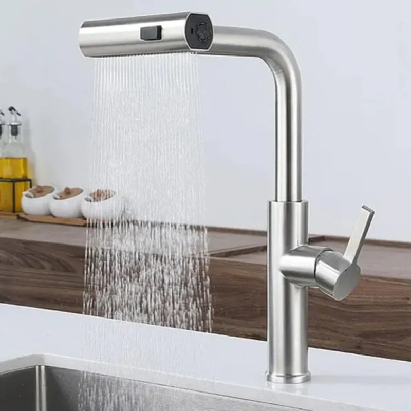 Tête de Robinet Rotative 360° Universelle 4 en 1 avec 4 Modes d'Eau pour Cuisine et Salle de Bain