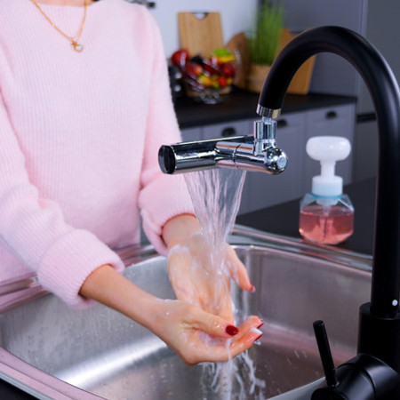 Tête de Robinet Rotative 360° Universelle 4 en 1 avec 4 Modes d'Eau pour Cuisine et Salle de Bain