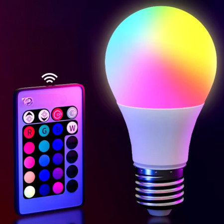 Ampoule LED Multicolore E27 3,8W avec Télécommande, 16 Couleurs et 5 Modes d'Eclairage