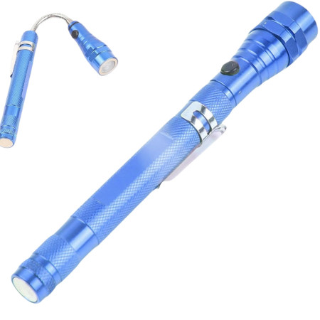 Lampe de Poche Télescopique Magnétique Flexible 17 à 55 cm avec 3 LED et Intensité Réglable