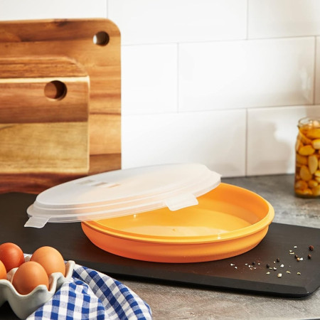 Boîte de Conservation Ronde 31 cm pour Crêpes, Tortillas et Pizza avec Couvercle - Couleur Aléatoire