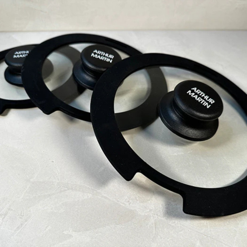 Lot de 3 Couvercles Universels Arthur Martin en Verre et Silicone (16-18-20 cm) pour Poêles et Casseroles