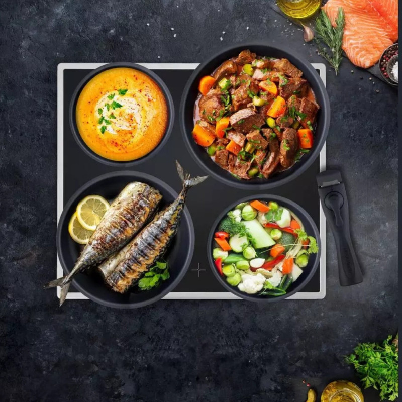 Batterie de Cuisine 15 Pièces Arthur Martin Poêles et Casseroles Gris Mat en Aluminium avec Accessoires