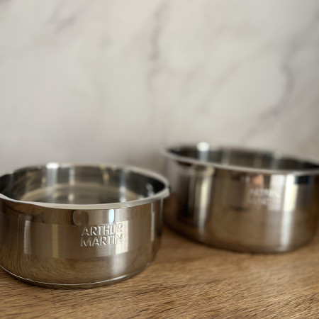 Batterie de Cuisine 15 Pièces Arthur Martin Poêles et Casseroles en Inox avec Accessoires