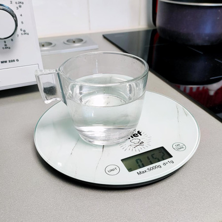 Balance de Cuisine Ronde Numérique - 5kg - Écran LCD - Effet Marbre