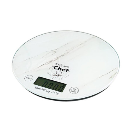 Balance de Cuisine Ronde Numérique - 5kg - Écran LCD - Effet Marbre