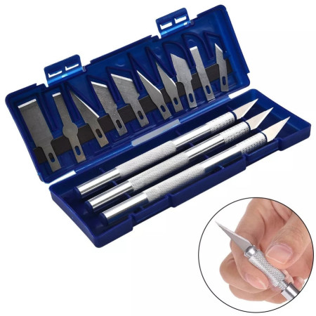 Set de Cutter de Précision avec 10 Lames Interchangeables et Boîte de Rangement pour Loisirs Créatifs