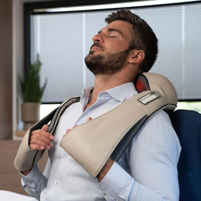 Masseur Shiatsu Chauffant Sans Fil Pour Nuque, Épaules et Dos pour Soulager Tensions et Douleurs