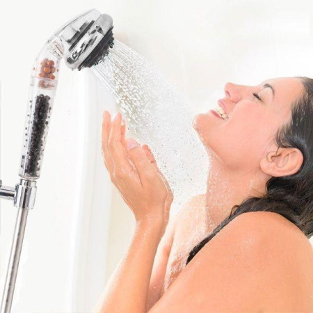 Pommeau Douche Douchette Spa Multifonction Tourmaline Germanium Eco Purifie Adoucit Eau