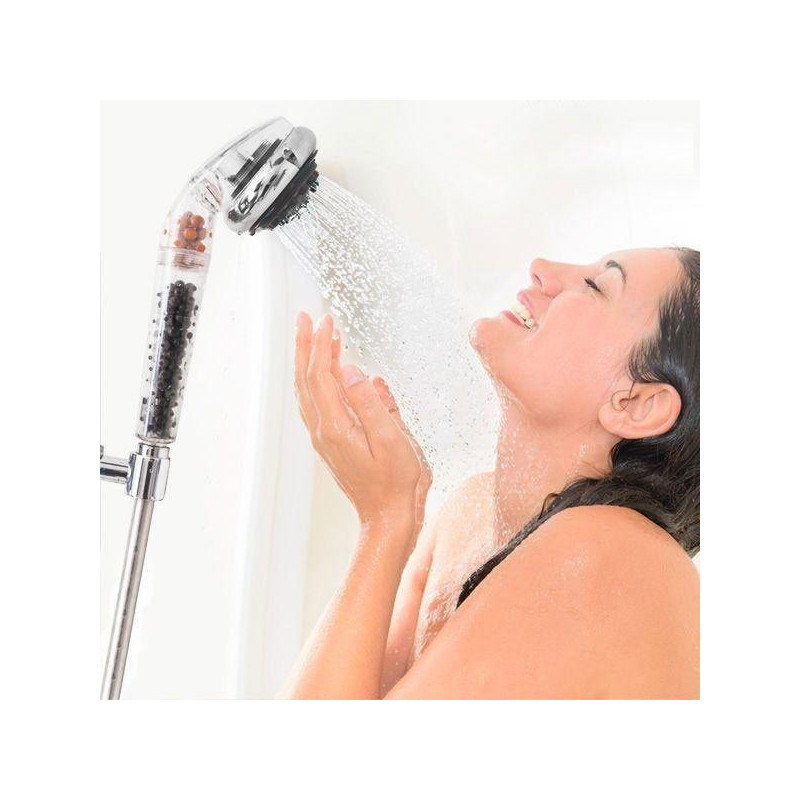 Pommeau Douche Douchette Spa Multifonction Tourmaline Germanium Eco Purifie Adoucit Eau